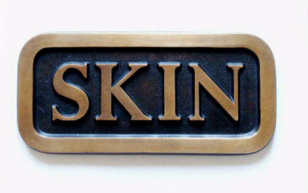 Bronze plaque, SKIN, by Stephen Kaltenbach