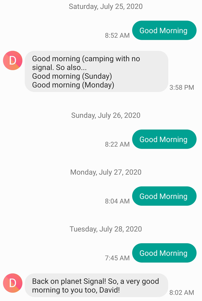 A date, the text GOOD MORNING in a green pill-shape and text related to Good Morning